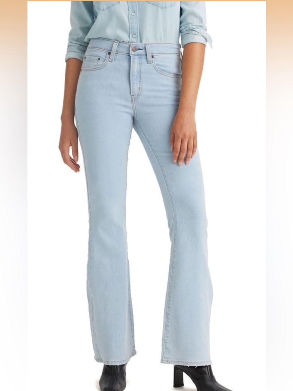 LEVIS 729 High Rise Light Wash Flare Jeans for Women 29 Short